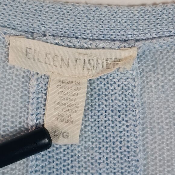 Eileen Fisher Sweater 100% Italian Linen Large Lightweight Drape Beachy Coastal - Picture 3 of 7